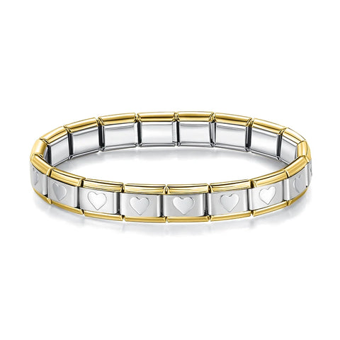 Women's 9mm Itanlian Elastic Star Heart Flower Charms Fashion Stainless Steel Bracelet Jewelry Gift ST-HUA