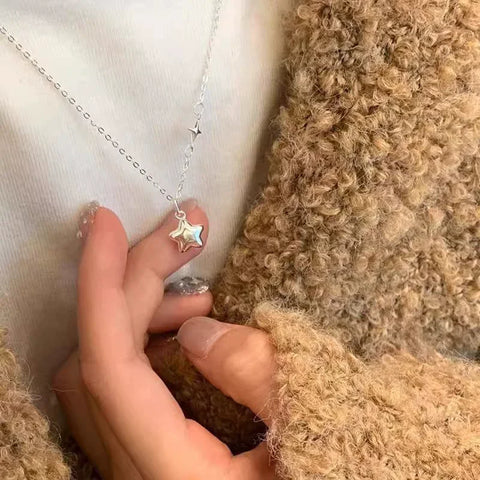 Sterling Silver Star Necklace for Women Exquisite Five Pointed Star Collarbone Chain