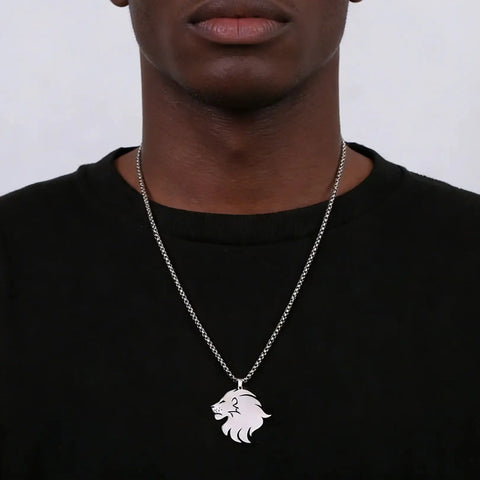 Punk Lion Head Pendant Necklace for Women Men Rock Hip Hop Animal Charms Choker