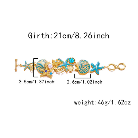 Starfish Shell Pearl Necklace for Women Summer Ocean Coral Scallop Pendant