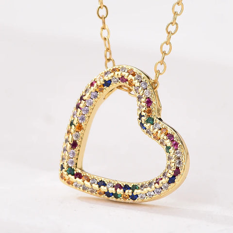 Fashion Classic Heart Zincon Pendant Neklace For Women Stainless Steel Chain