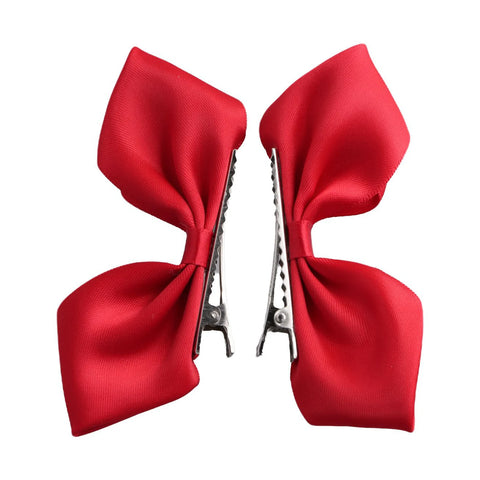 2pcs Sweet Bows Hair Clips Women White Ribbons Ponytails Clip