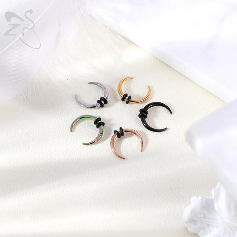 C Shape Buffalo Horn Nose Piercing Stainless Steel Pincher Septum Ring Punk
