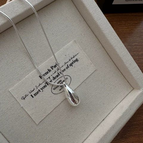 Sterling Silver Luxury Fashion Drop Necklace for Fall/Winter Sweater Chains Simple Versatile Pendant