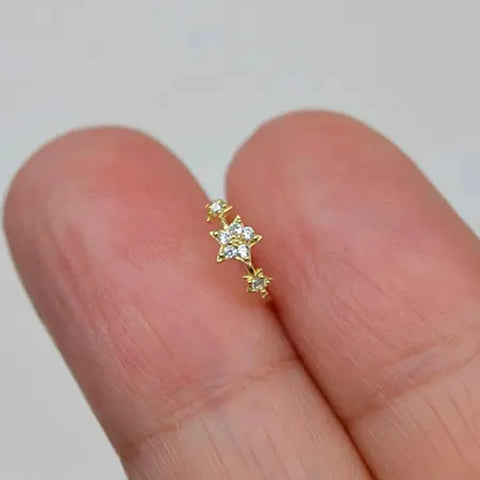 Sterling Silver Pierceing Nose Ring Simple Round Twist Rope Nose Ring Women