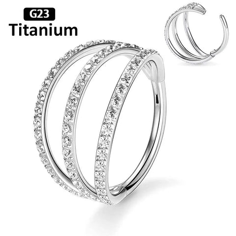 Titanium Piercing Hinged Segment Septum Hoop Nose Rings Clicker