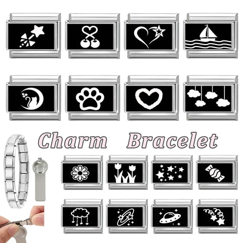 Black Heart Ship Flower Moon Cat Star Candy Charm Links