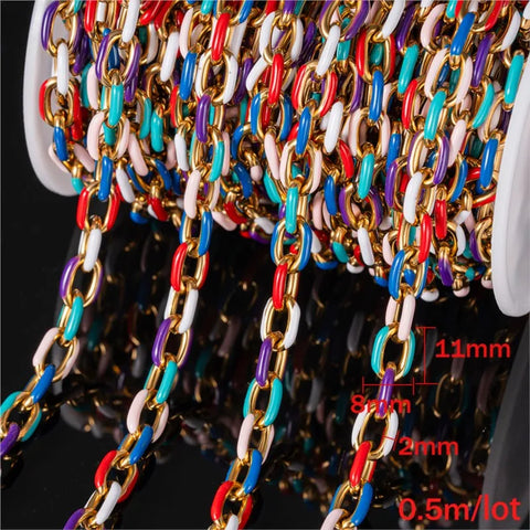 50cm Stainless Steel Colorful Enamel Chains