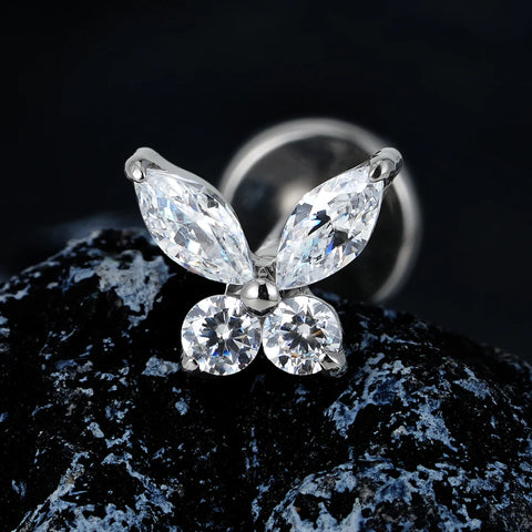 Titanium Mini Butterfly CZ Labret Tragus Cartilage Conch Forward Helix Stud