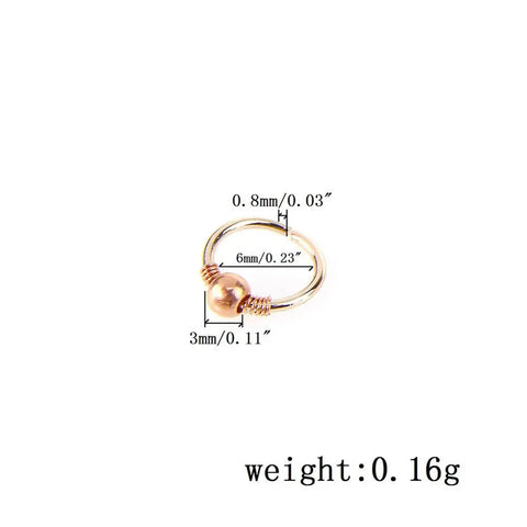 Sexy Rose Gold Silver Plated Round Hoop Beads Nose Ring Stud Nose Hoop Piercing