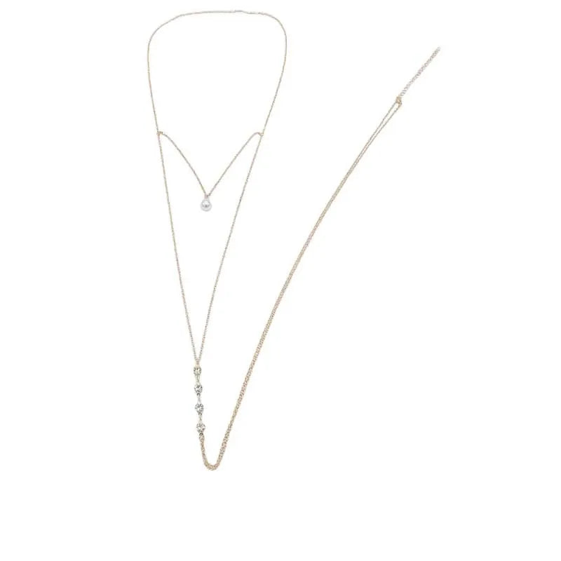 Simple Multilayer Pearl Back Chain Necklace