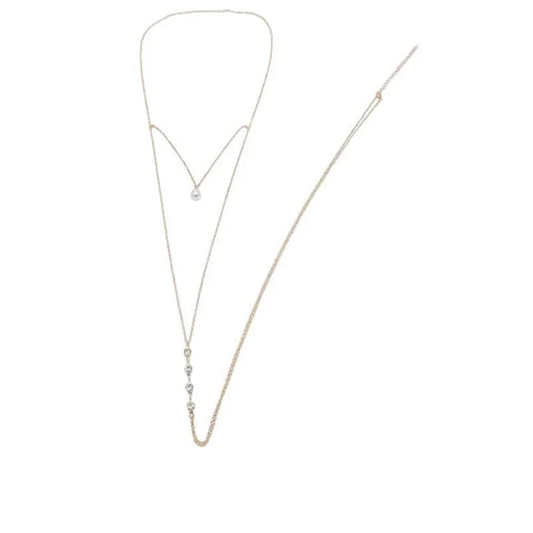 Simple Multilayer Pearl Back Chain Necklace For woman