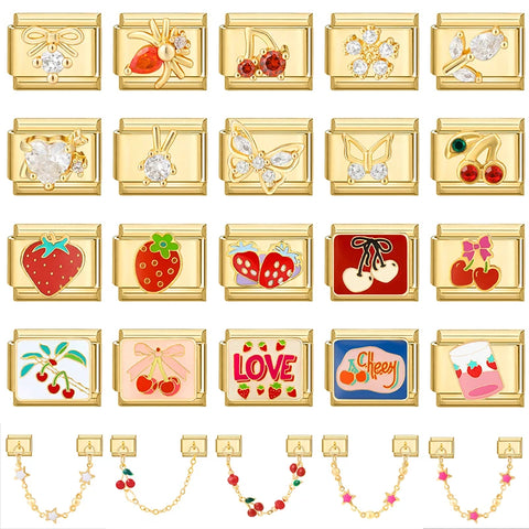 Sweet Pink Strawberry Cake Scenery Charm Links