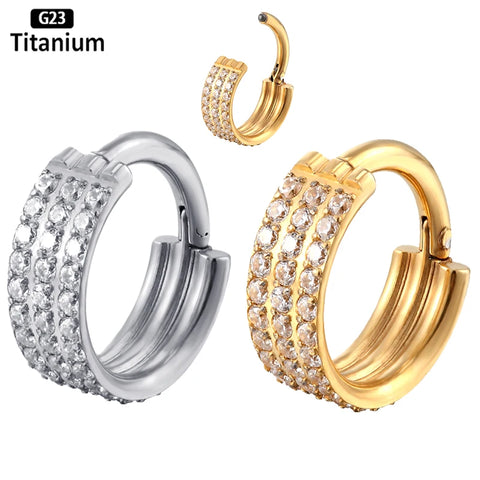 Titanium Piercing Hinged Segment Septum Hoop Nose Rings Clicker