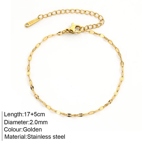 Women's High-end Stainless Steel Bracelets Box Chain Clip Bead Chain Fashion
