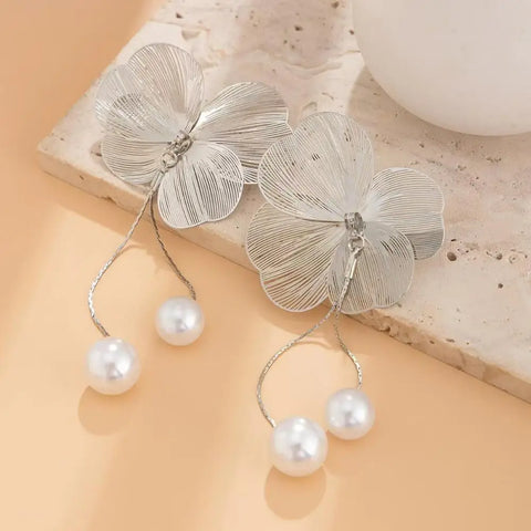 Romantic Flower Petal Long Tassel Drop Earrings For Women
