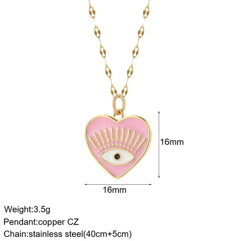 Heart Evil Blue Eye Sun Necklace for Women Cute Dog Bee Elephant Gold Color Pendant