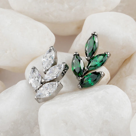 Titanium 16G Marquise CZ Leaf Shaped Cartilage Helix Conch Lobe Ear Piercing