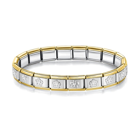 Women's 9mm Itanlian Elastic Star Heart Flower Charms Fashion Stainless Steel Bracelet Jewelry Gift ST-HUA