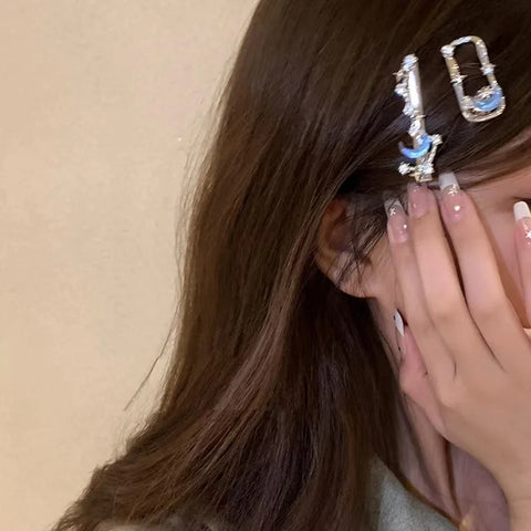 Rhinestone Moon Star Hair Clip