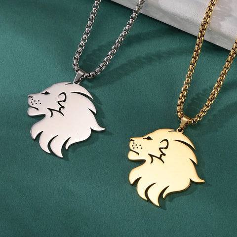 Punk Lion Head Pendant Necklace for Women Men Rock Hip Hop Animal Charms Choker