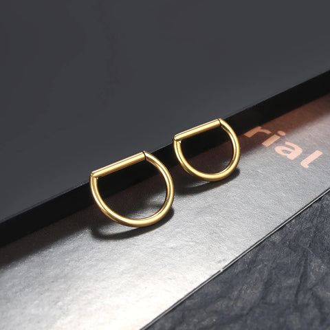 Titanium Hinged Segment Ring D-Shape with Side Crystals Septum Cartilage Helix