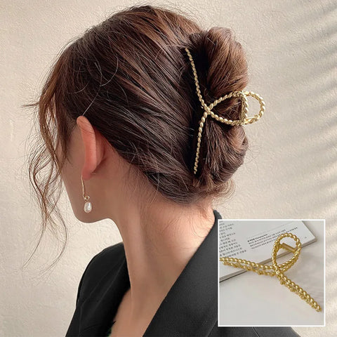 Korean Metal Geometric Hair Claws Barrettes Elegant Hair Clips Crab Hollow Out Hairpin