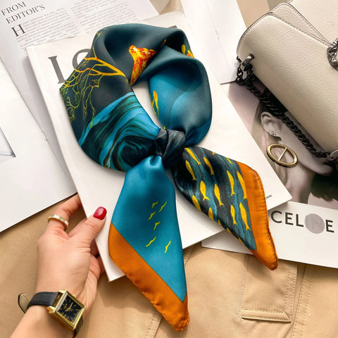 Silk Shawl Square Scarf Women Summer Hijab Wraps Neckerchief