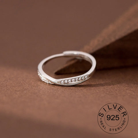 Sterling Silver Rings For Women Geometric Fine Jewelry Finger Adjustable Plant Leaf Star Zircon Ring