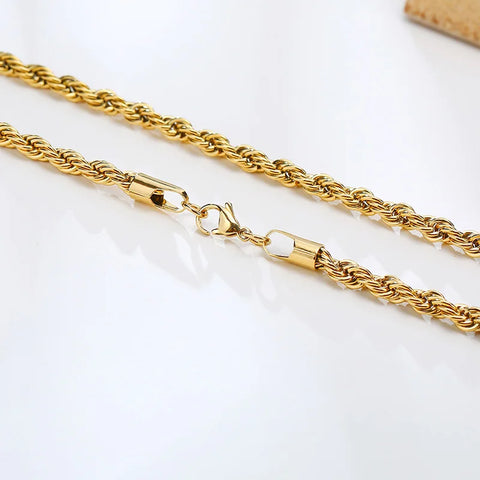 Vnox Dainty Gold Color Rope Chain Necklaces for Women Men,Chic Twisted Collar