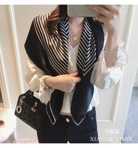 90*90cm Silk Scarf Scarftop Headwraps For Woman Fashion Four Seasons Hair Accessories