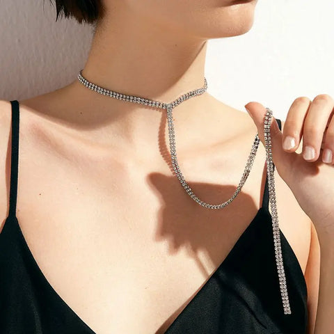 Fashion Shiny Rhinestone Chain Y-Shaped Necklaces