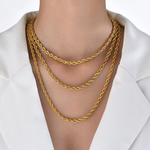 Vnox Dainty Gold Color Rope Chain Necklaces for Women Men,Chic Twisted Collar
