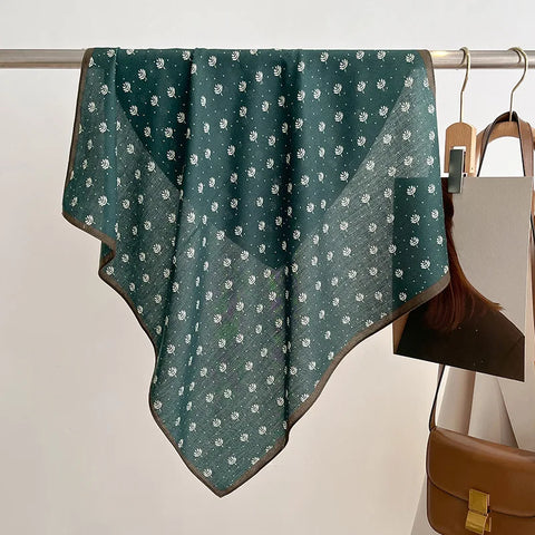 70cm Cotton Floral Print Women Bandanas Square Scarf Girls Headband Accessories