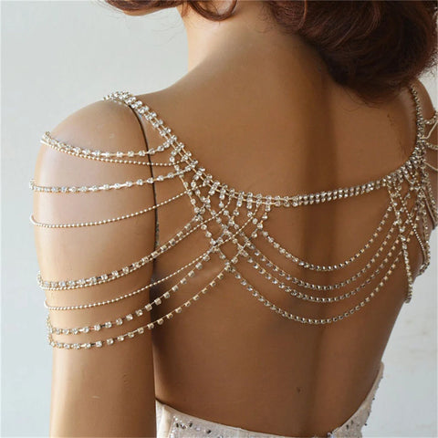 Sexy multi-layer classical tassel rhinestone shoulder chain