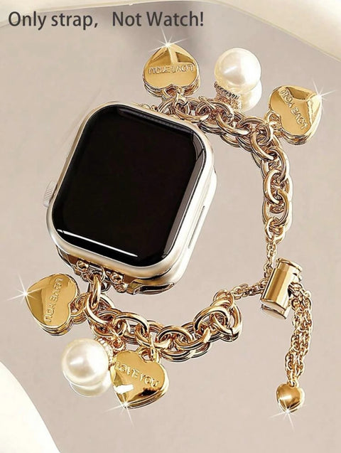 New Beads Metal Link Strap For Apple Watch Band For Women 38mm 40mm 41mm 42mm 44mm 45mm 46mm 49mm