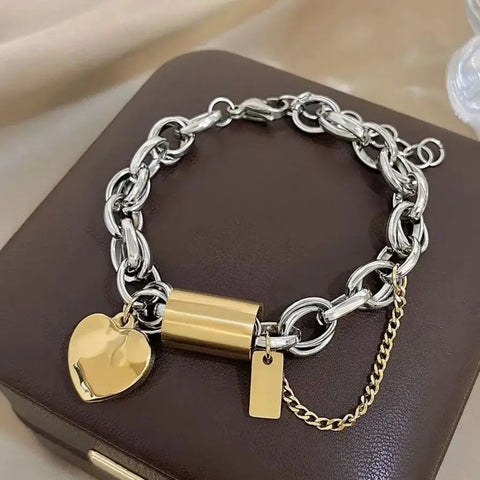 Punk Chunky Double Thick Chain Stainless Steel Bracelets for Women