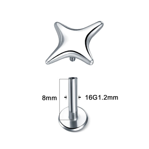 Steel Moon Lighting Labret Bar Rings Crystal Flower Tragus Cartilage Piercing