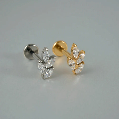 Zircon G23 Solid Titanium Cartilage Earrings Stud 16G Internally Threaded Cz Cluster Helix