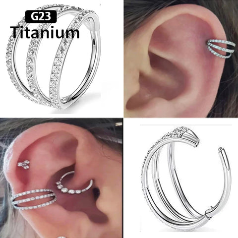 Titanium Piercing Hinged Segment Septum Hoop Nose Rings Clicker