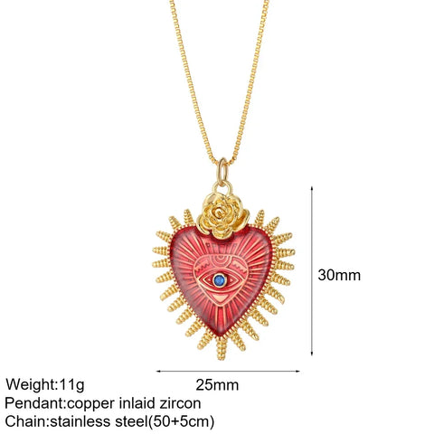 Heart Evil Blue Eye Sun Necklace for Women Cute Dog Bee Elephant Gold Color Pendant