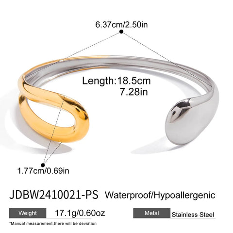 Two Tone Stainless Steel Cuff Bracelet for Women