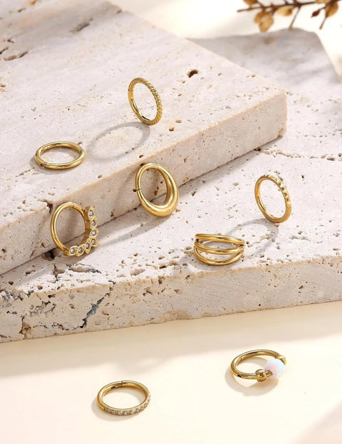 Bobisty Septum Nose Rings Hoops 316L Surgical Steel Septum Gold Plated Nose Ring