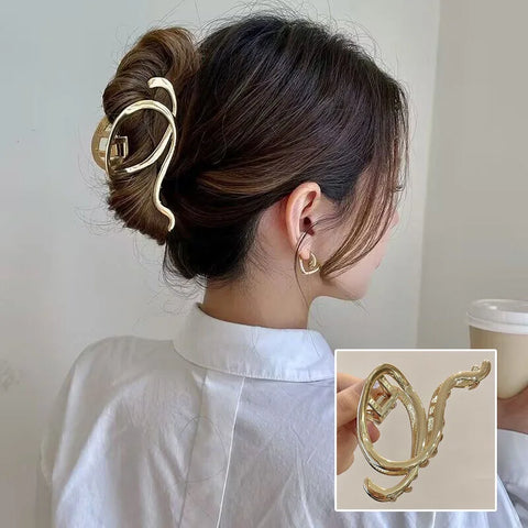 Korean Metal Geometric Hair Claws Barrettes Elegant Hair Clips Crab Hollow Out Hairpin