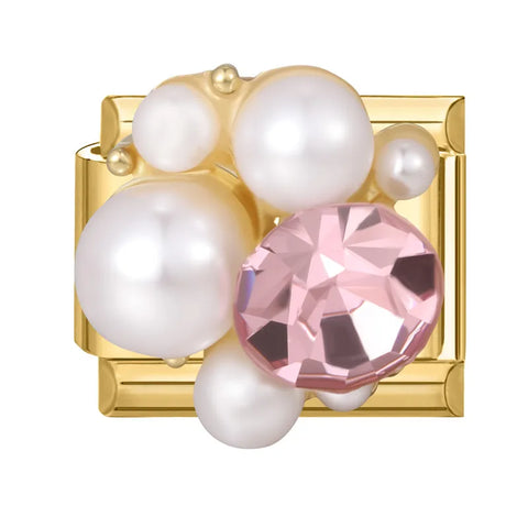 Golden Heart Butterfly Sun Flower Pearl Zircon Italian Charm Links