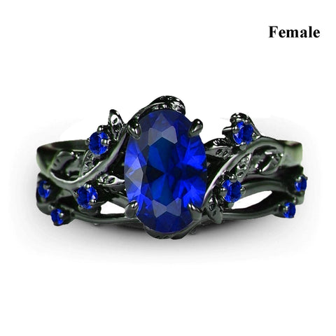 Charm Couple Rings Romantic Women Purple Rhinestones CZ Rings Set Trendy Jewelry