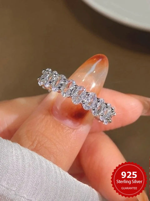 Sterling Silver Original Zircon Oval Fashion Ring for Women Gift Engagement Wedding Luxury