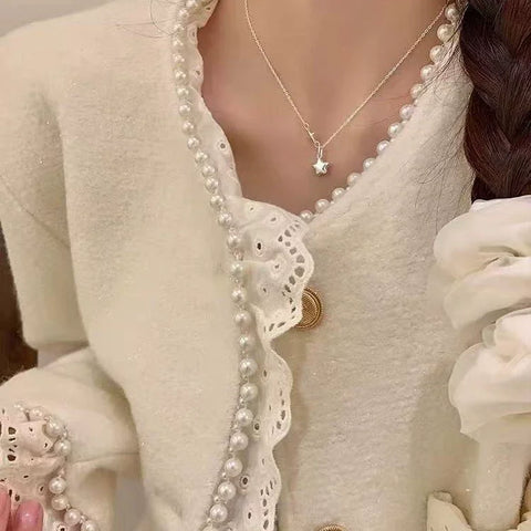 Sterling Silver Star Necklace for Women Exquisite Five Pointed Star Collarbone Chain