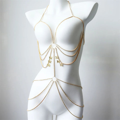 Fashionable Butterfly Drop Pendant Luxury Multi layer Rhinestone