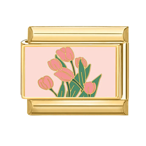 Golden Cute Lovely Cat Dogs Bow Cherry Tulip  Charm Links